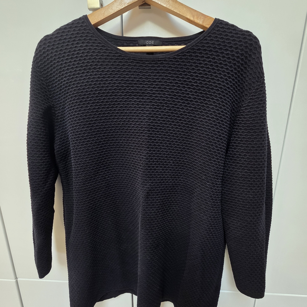 Dark Navy Textured Sweater COS